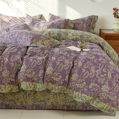 Abstract Floral Jacquard Cotton Gauze Bedding - Bedding Set - King - image 0