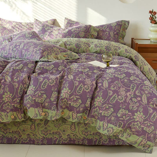 Ownkoti Abstract Floral Jacquard Cotton Gauze Bedding - Bedding Set - King - image 0