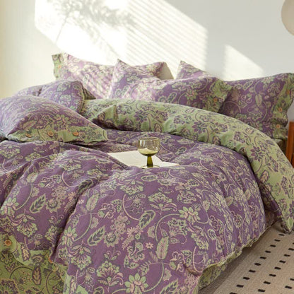Abstract Floral Jacquard Cotton Gauze Bedding - image 2