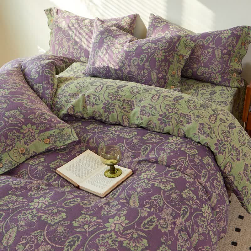 Ownkoti Abstract Floral Jacquard Cotton Gauze Bedding - image 1