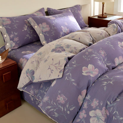 Purple Floral Jacquard Cotton Gauze Bedding - image 1