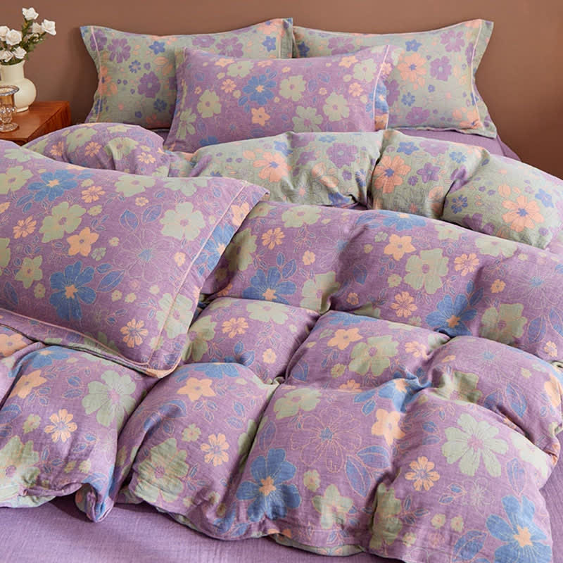 Elegant Floral Jacquard Cotton Gauze Bedding  - image 3