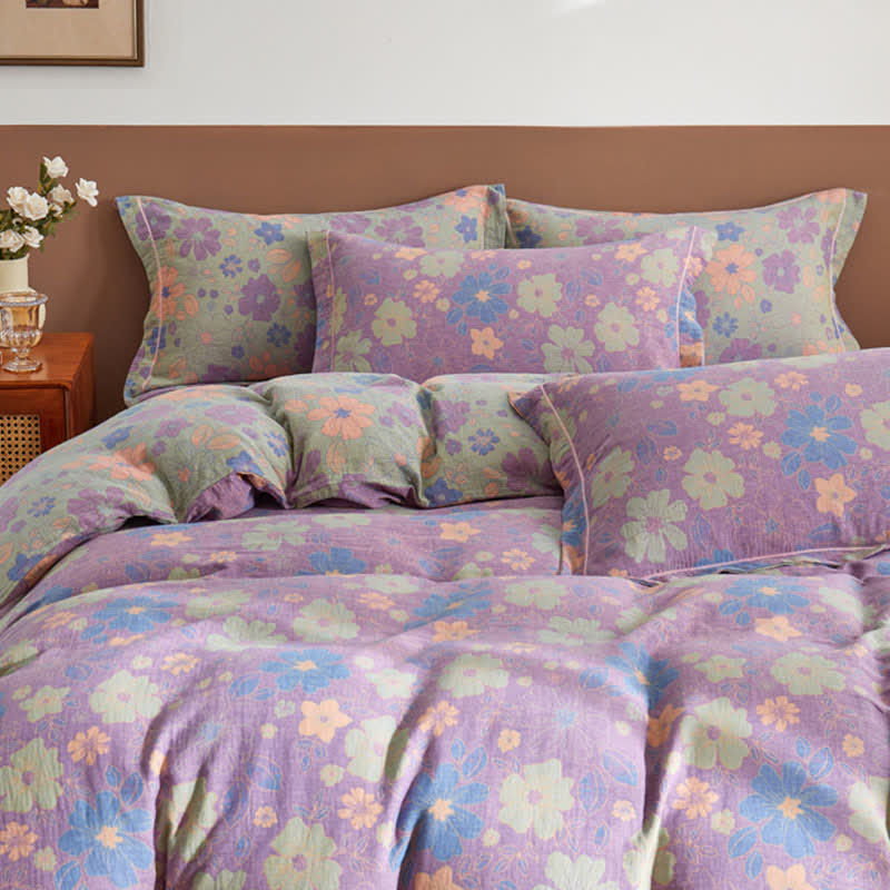 Elegant Floral Jacquard Cotton Gauze Bedding  - image 4