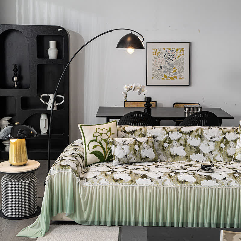 Ink Poppy Sofa Cover with Skirt - image 1