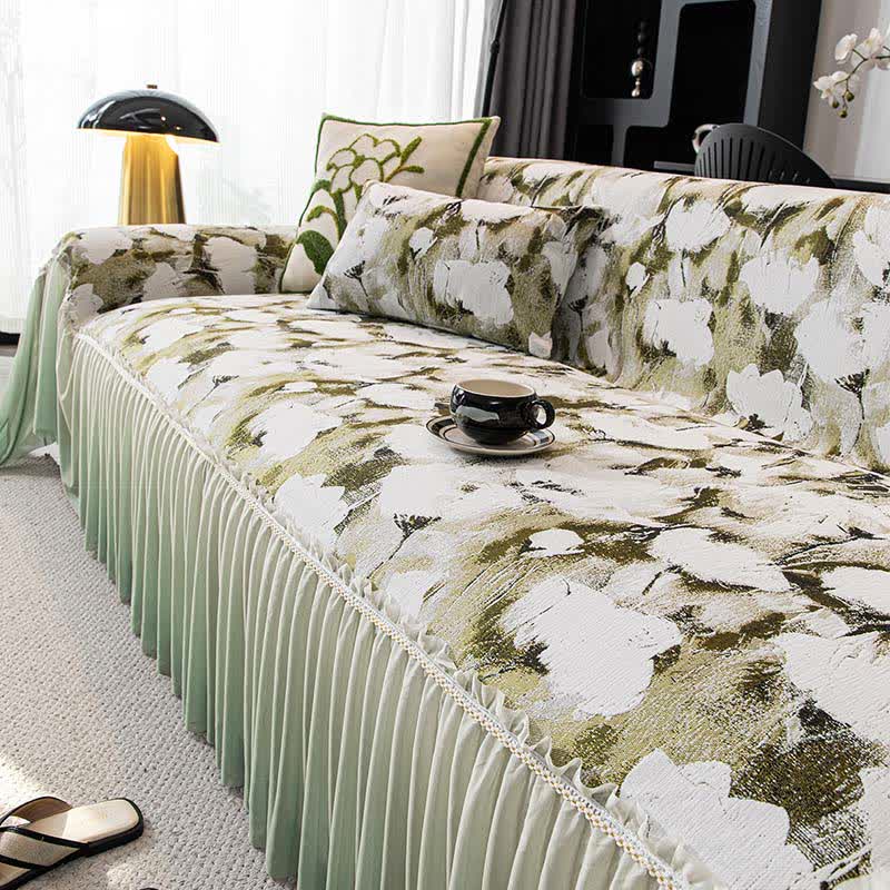 Ink Poppy Sofa Cover with Skirt - image 2