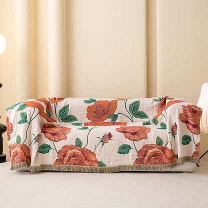 Rose Cotton Gauze Reversible Tassel Quilt - image 3