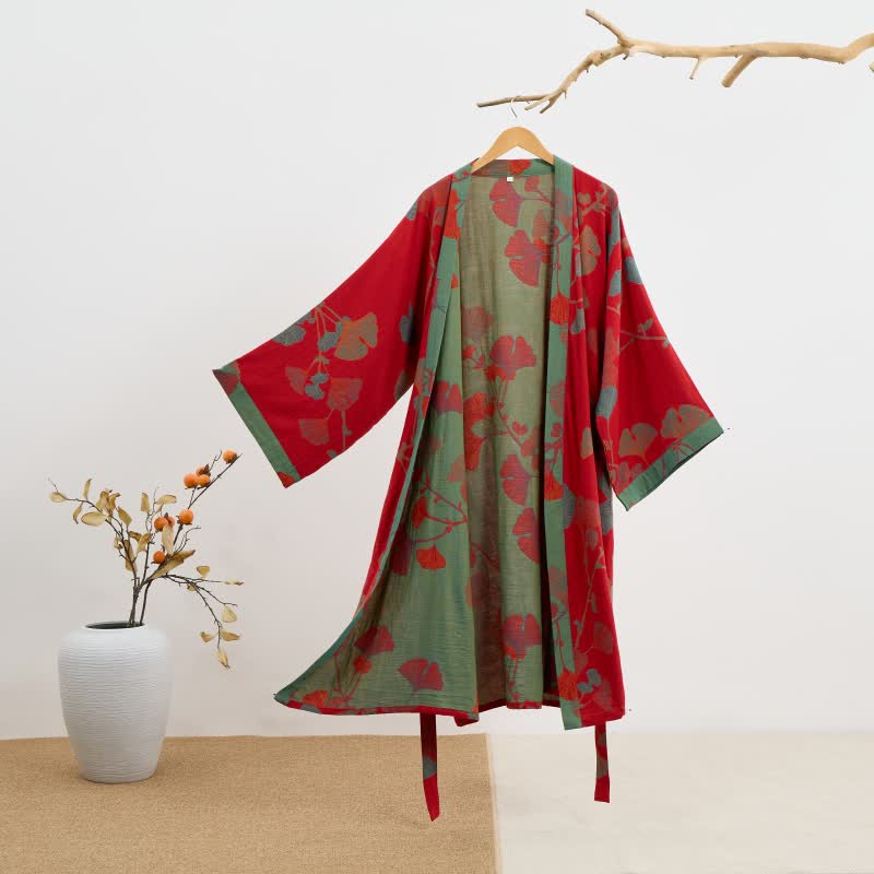 Ownkoti Ginkgo Leaf Organic Cotton Kimono Robe - image 13