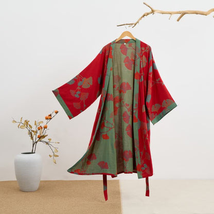 Ownkoti Ginkgo Leaf Organic Cotton Kimono Robe - image 13
