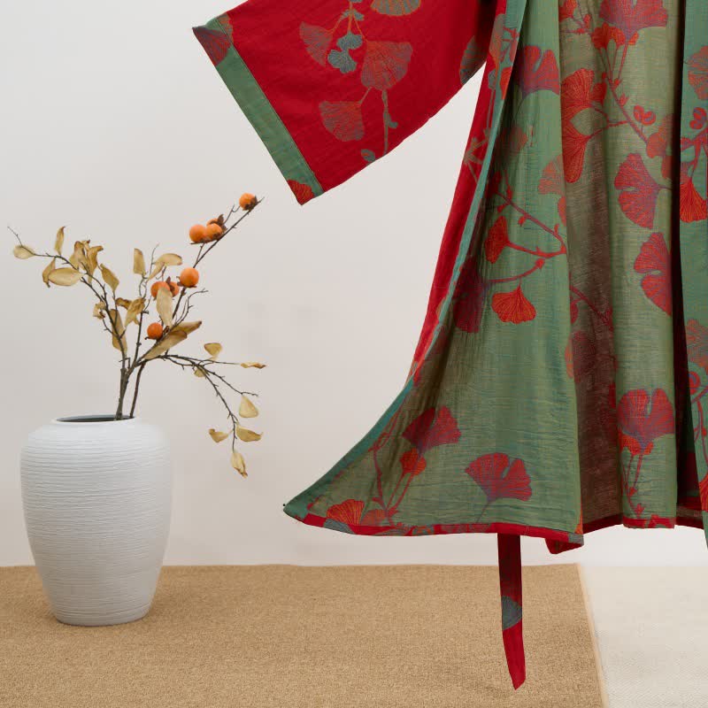 Ownkoti Ginkgo Leaf Organic Cotton Kimono Robe - image 14