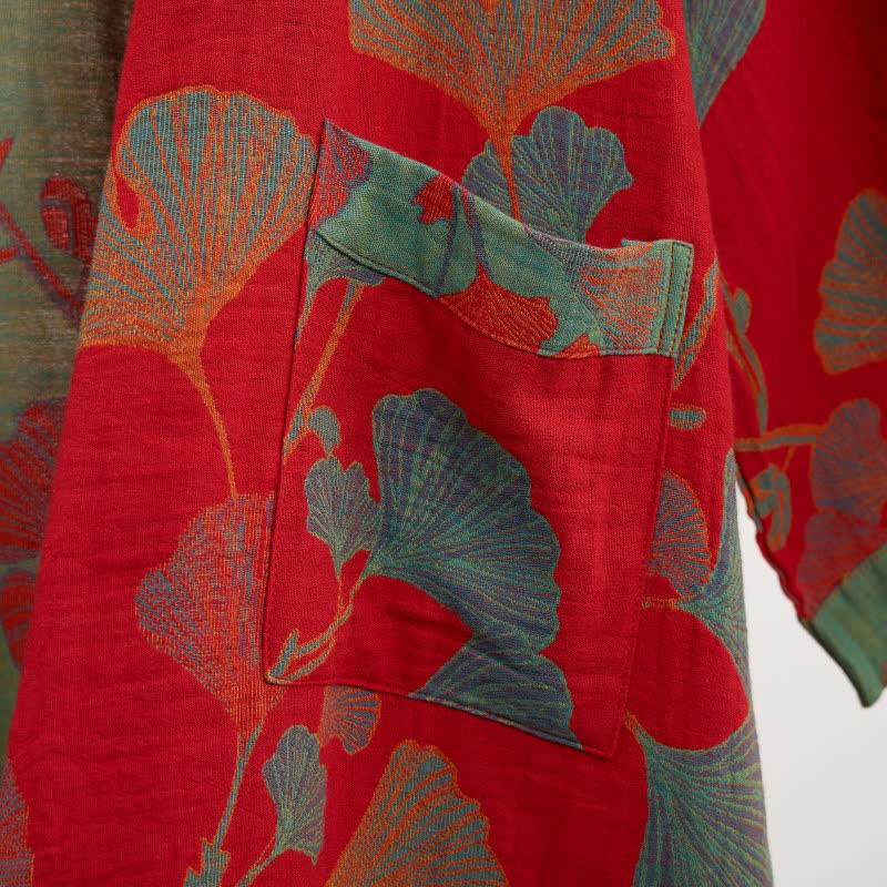 Ownkoti Ginkgo Leaf Organic Cotton Kimono Robe - image 18