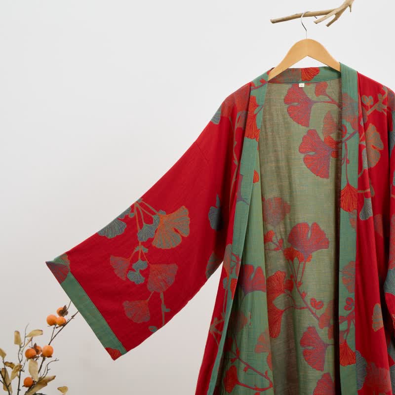 Ownkoti Ginkgo Leaf Organic Cotton Kimono Robe - image 13