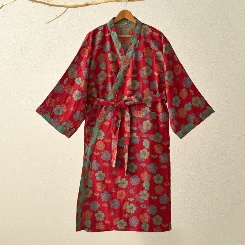 Plum Blossom Cotton Gauze Kimono Robe - image 2