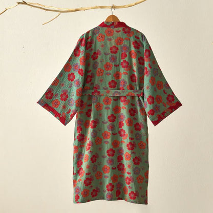 Plum Blossom Cotton Gauze Kimono Robe - image 12