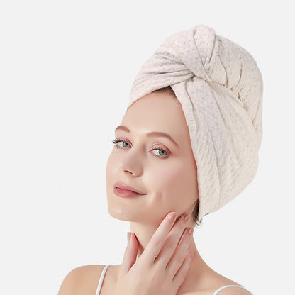 Waffle Absorbent Hair Drying Towel Wrap - White - 2PCS - 11" x 29" - image 9