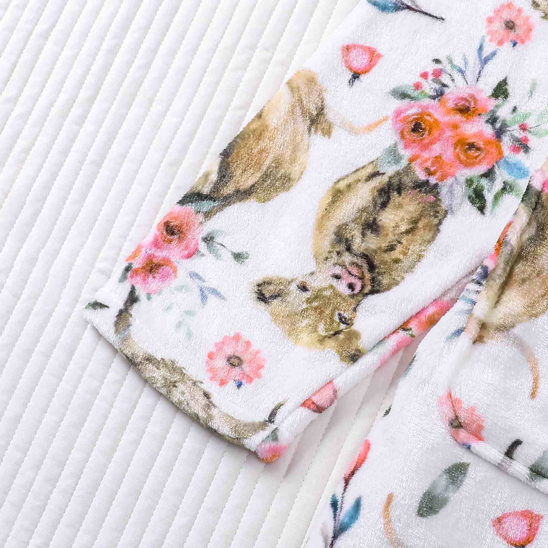 Animal Floral Print Plush Bathrobe - image 5