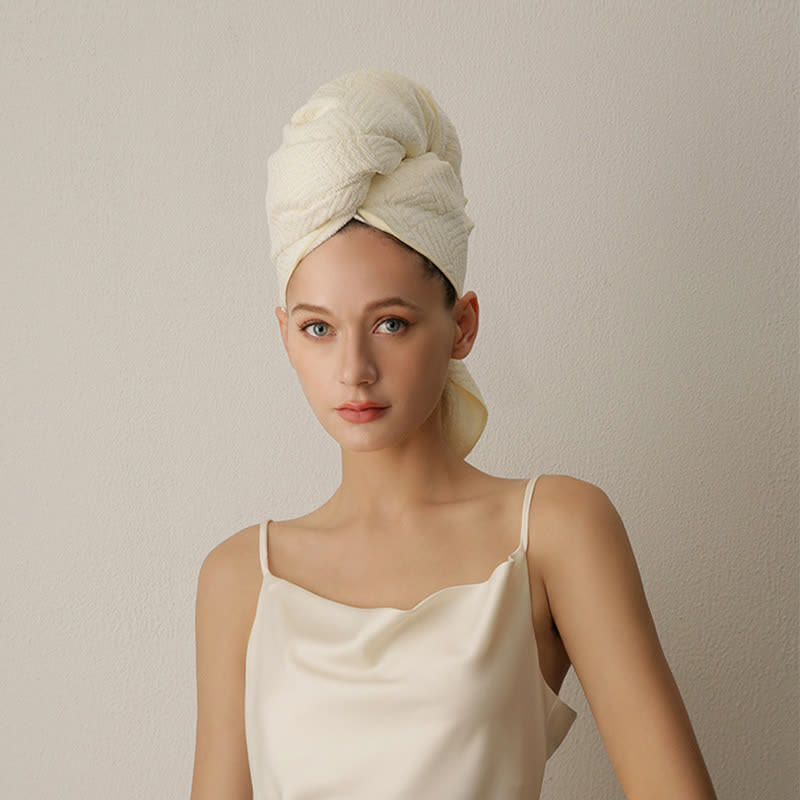 Ownkoti Breathable Antibacterial Hair Drying Towel Wrap - Yellow - 2PCS - 26" x 39" - image 3