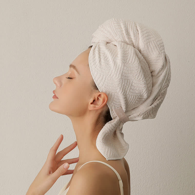 Ownkoti Breathable Antibacterial Hair Drying Towel Wrap - White - 2PCS - 26" x 39" - image 9