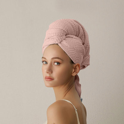 Breathable Antibacterial Hair Drying Towel Wrap - Pink - 2PCS - 26" x 39" - image 4