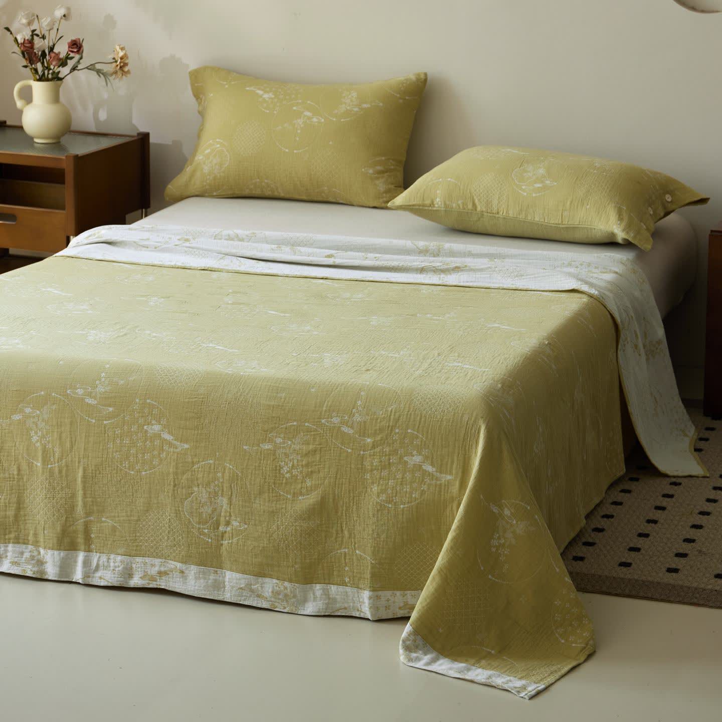 Vintage Jacquard Cotton Gauze Sheet Bedspread - Bedspread with 2PCS Pillowcases - King - image 0