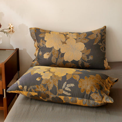 Luxurious Floral Cotton Gauze Sheet Bedspread - 2PCS Pillowcases - 19" x 29" - image 2