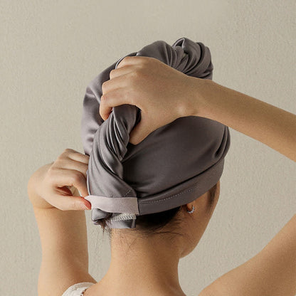 Absorbent Fleece Hair Drying Towel Wrap - Gray Purple - 2PCS - 10" x 29" - image 0