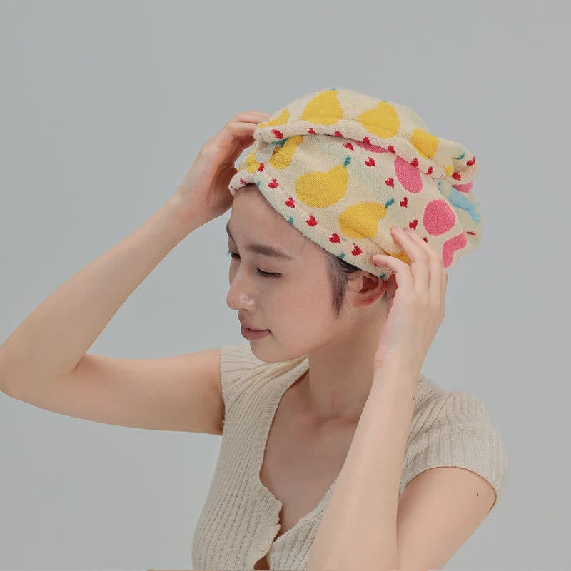 Cotton Rural Pear Hair Drying Towel Wrap - image 1