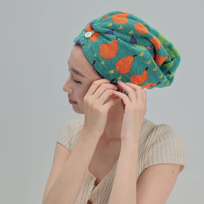 Cotton Rural Pear Hair Drying Towel Wrap - Green - 2PCS - 9" x 21" - image 7