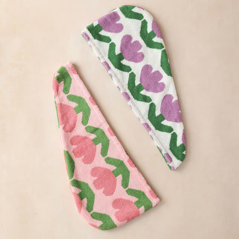 Yarn-dyed Tulip Cotton Hair Towel Wrap - image 6