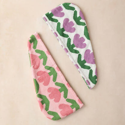 Yarn-dyed Tulip Cotton Hair Towel Wrap - image 6