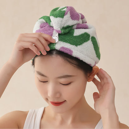 Yarn-dyed Tulip Cotton Hair Towel Wrap - Purple - 2PCS -  9" x 21" - image 7