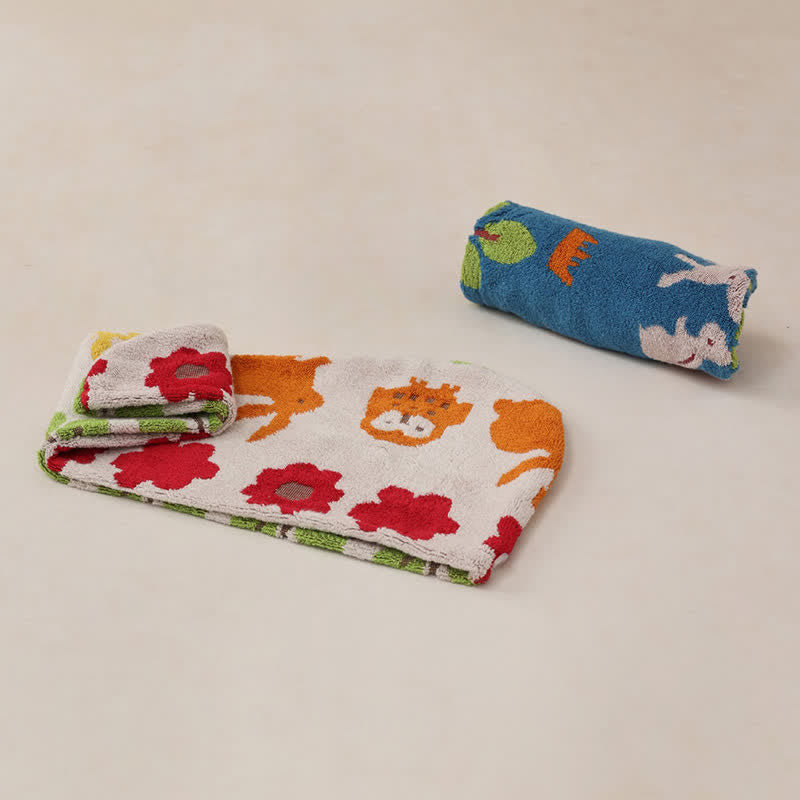Animal Floral Yarn-dyed Cotton Hair Towel - image 4