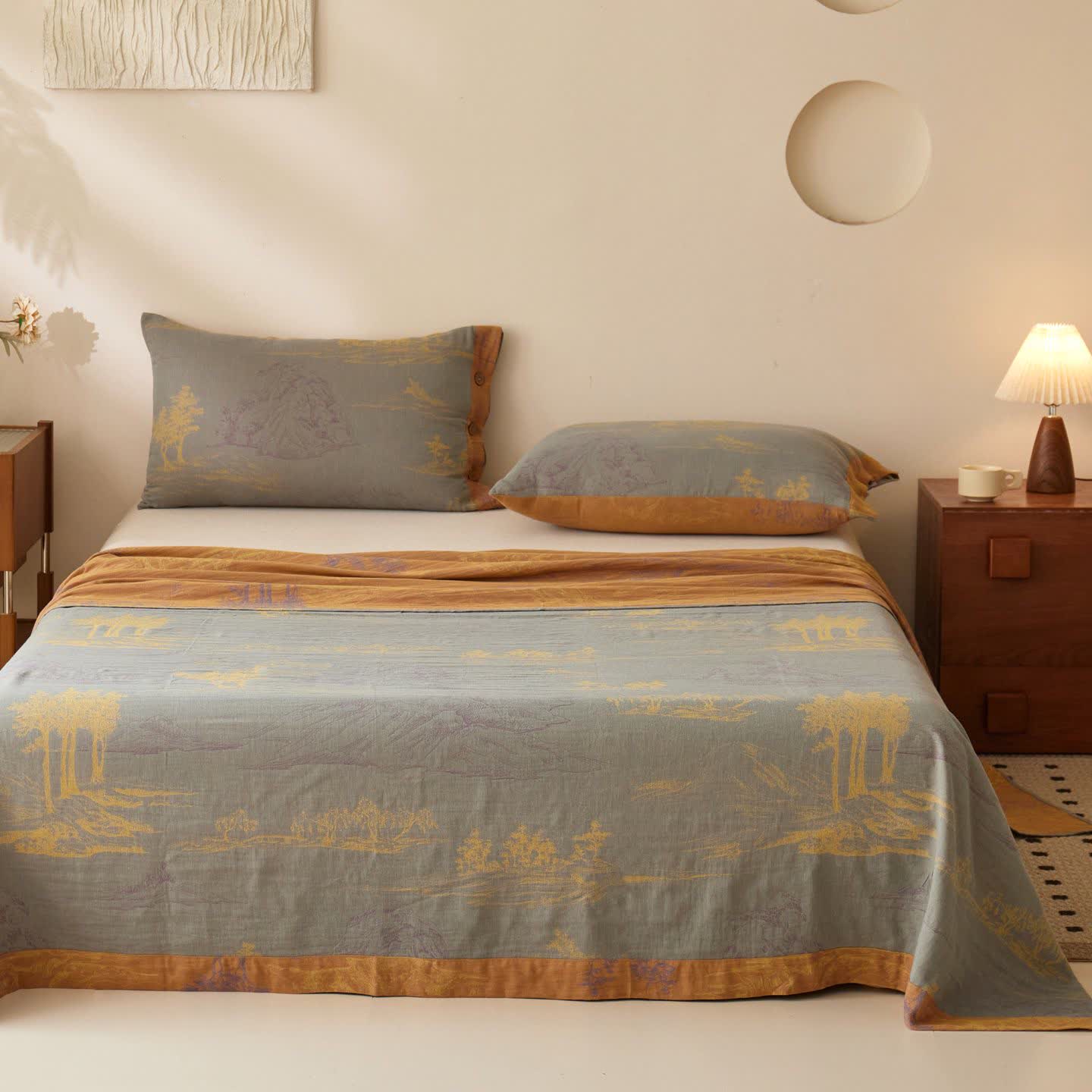 Oriental Tree Cotton Gauze Sheet Bedspread - image 1