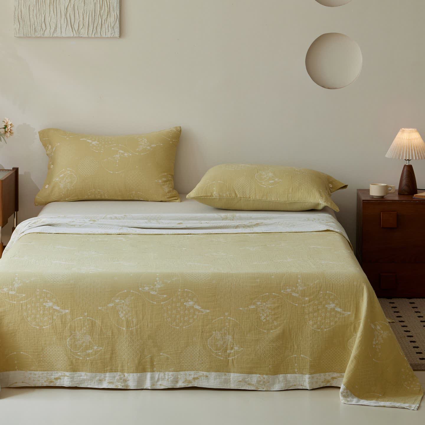 Vintage Jacquard Cotton Gauze Sheet Bedspread - image 1