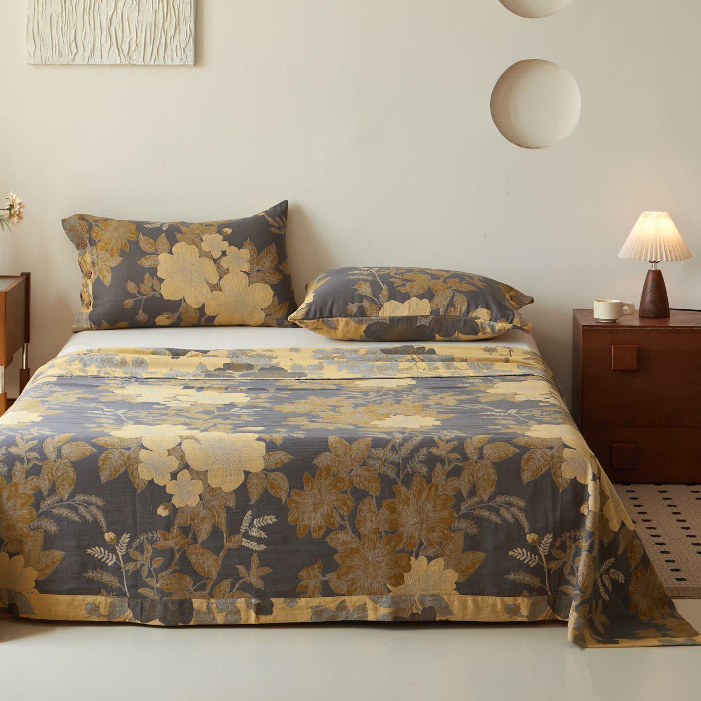 Luxurious Floral Cotton Gauze Sheet Bedspread - image 1