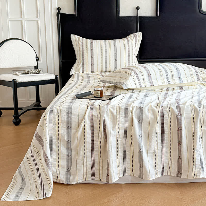 Striped Jacquard Pure Cotton Sheet Bedspread - Beige - 2PCS Pillowcases - 19" x 29" - image 10