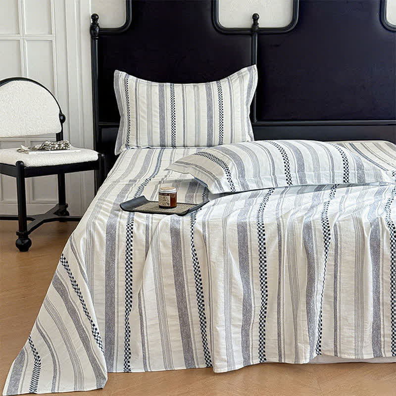 Plaid Jacquard Pure Cotton Sheet Bedspread - Blue - 2PCS Pillowcases - 19" x 29" - image 0