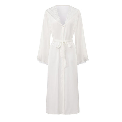 Solid Color Sexy Lace Bathrobe - image 9