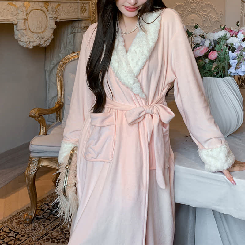 Light Luxury Leopard Collar Plush Robe - image 11