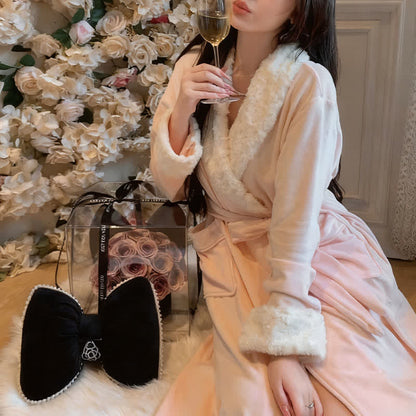 Light Luxury Leopard Collar Plush Robe - image 12