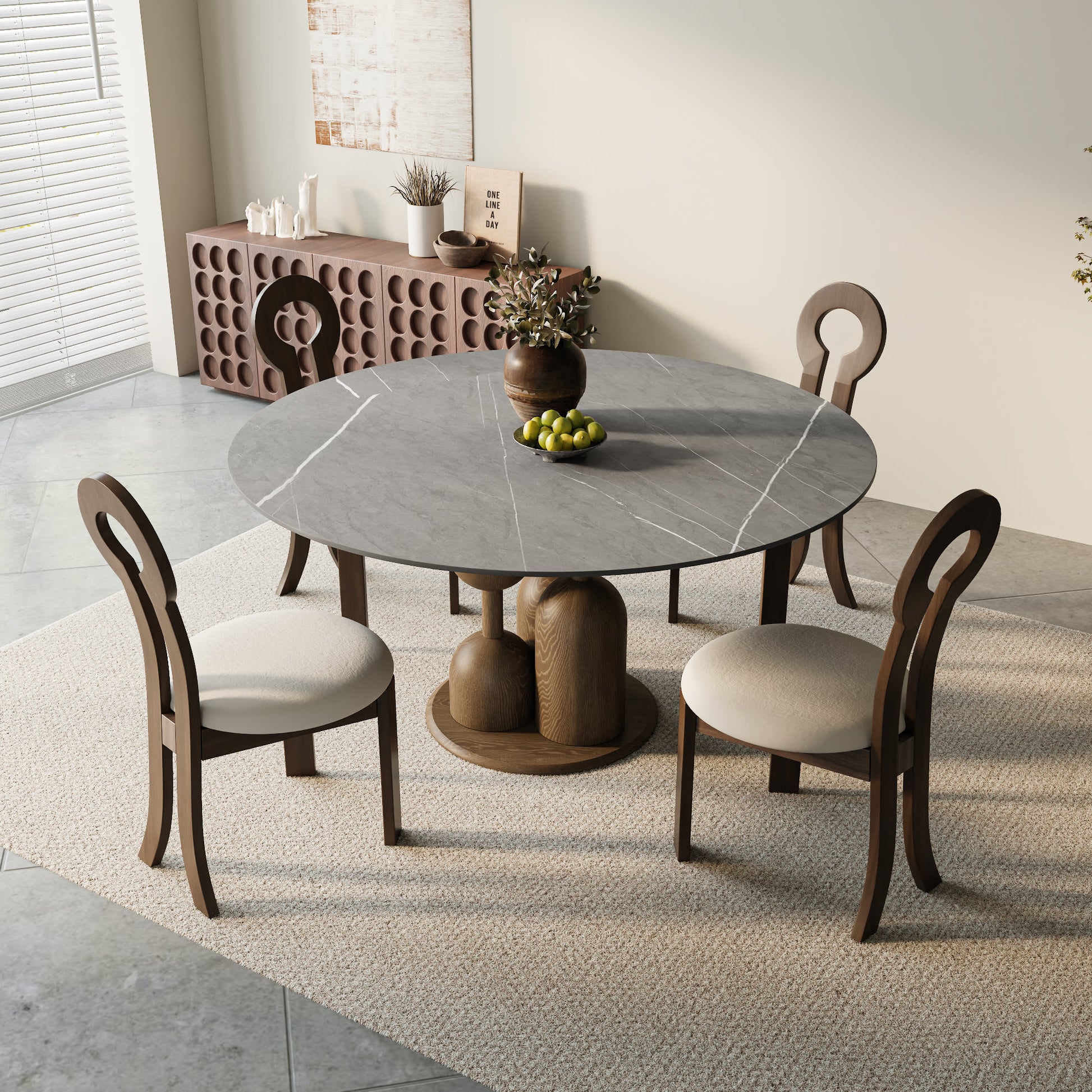 Goblet-shaped Base Round Kitchen Table For 4/6/8 - image 7