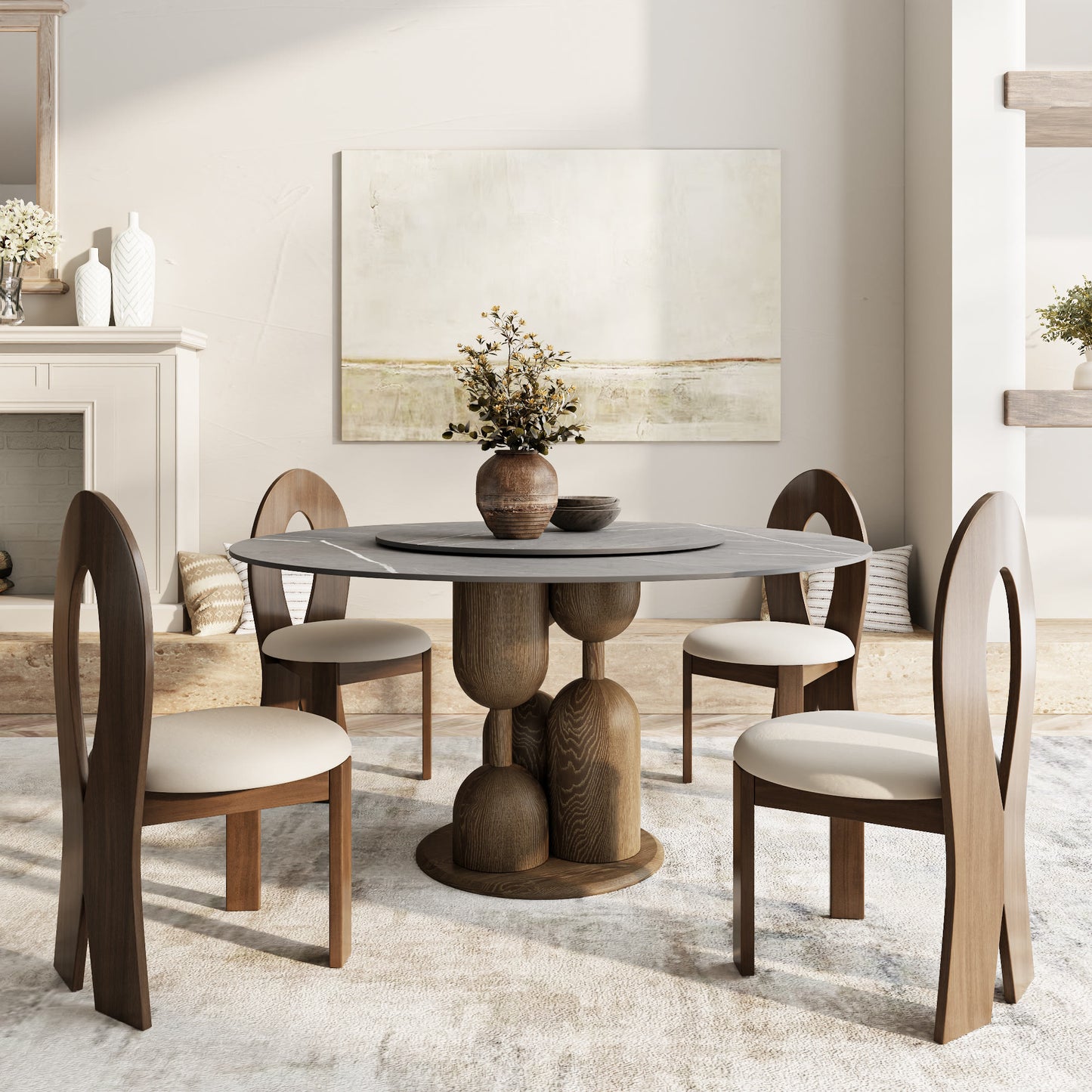 Goblet-shaped Base Round Kitchen Table For 4/6/8 - image 9