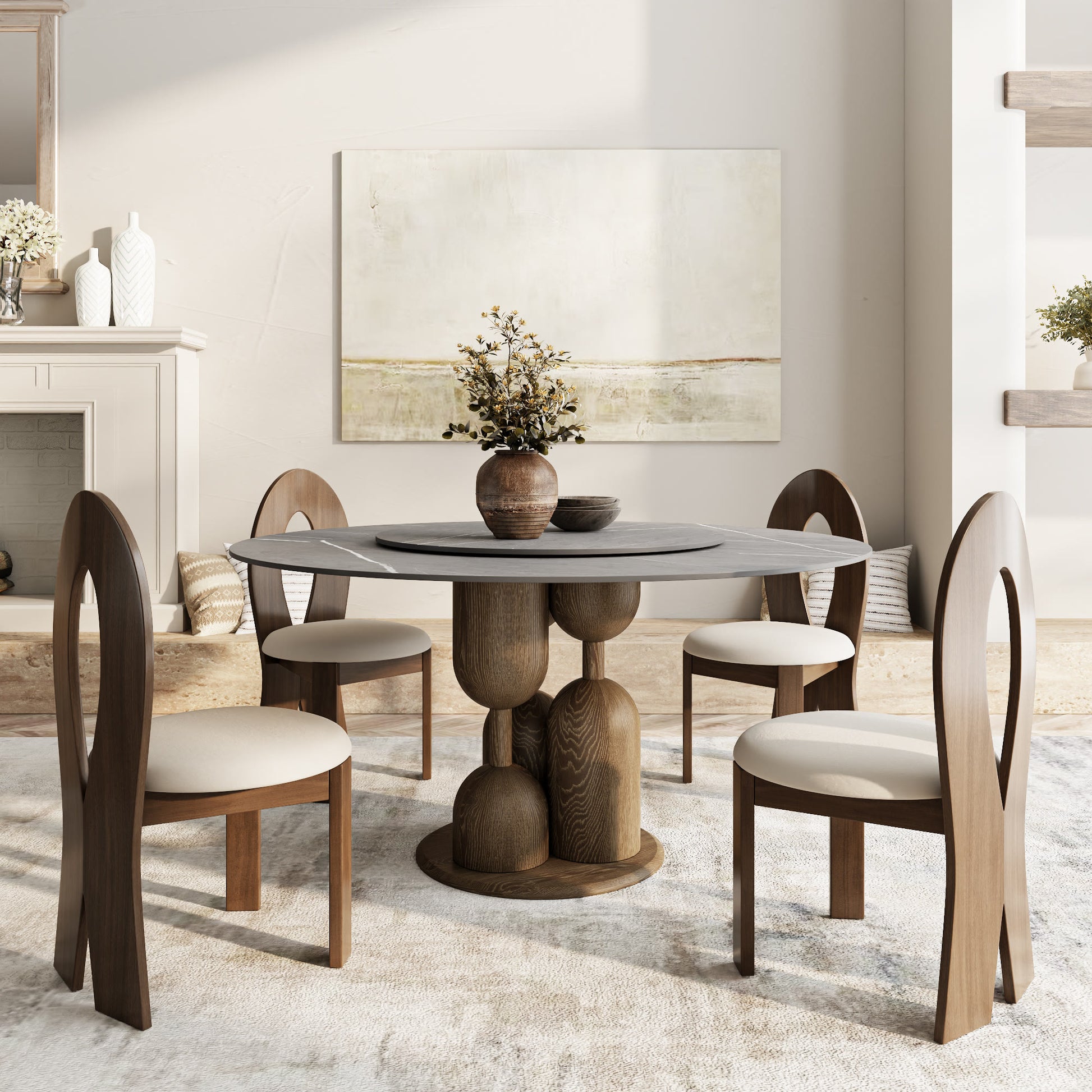 Goblet-shaped Base Round Kitchen Table For 4/6/8 - image 9