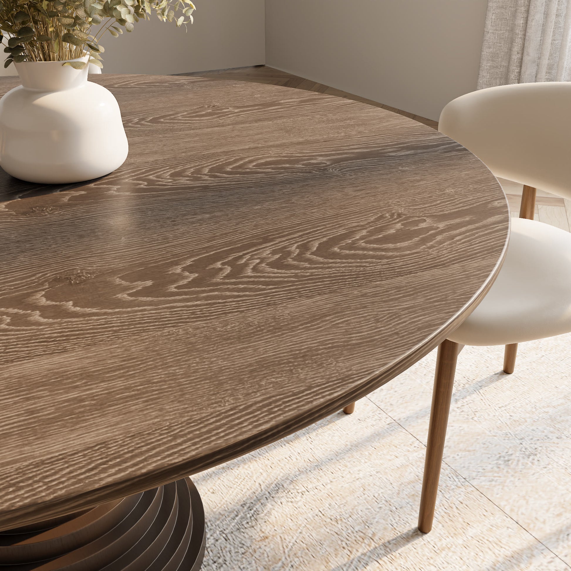 Multi-layered Hourglass-shaped Base Dining Table For 4-8 Seats - image 4