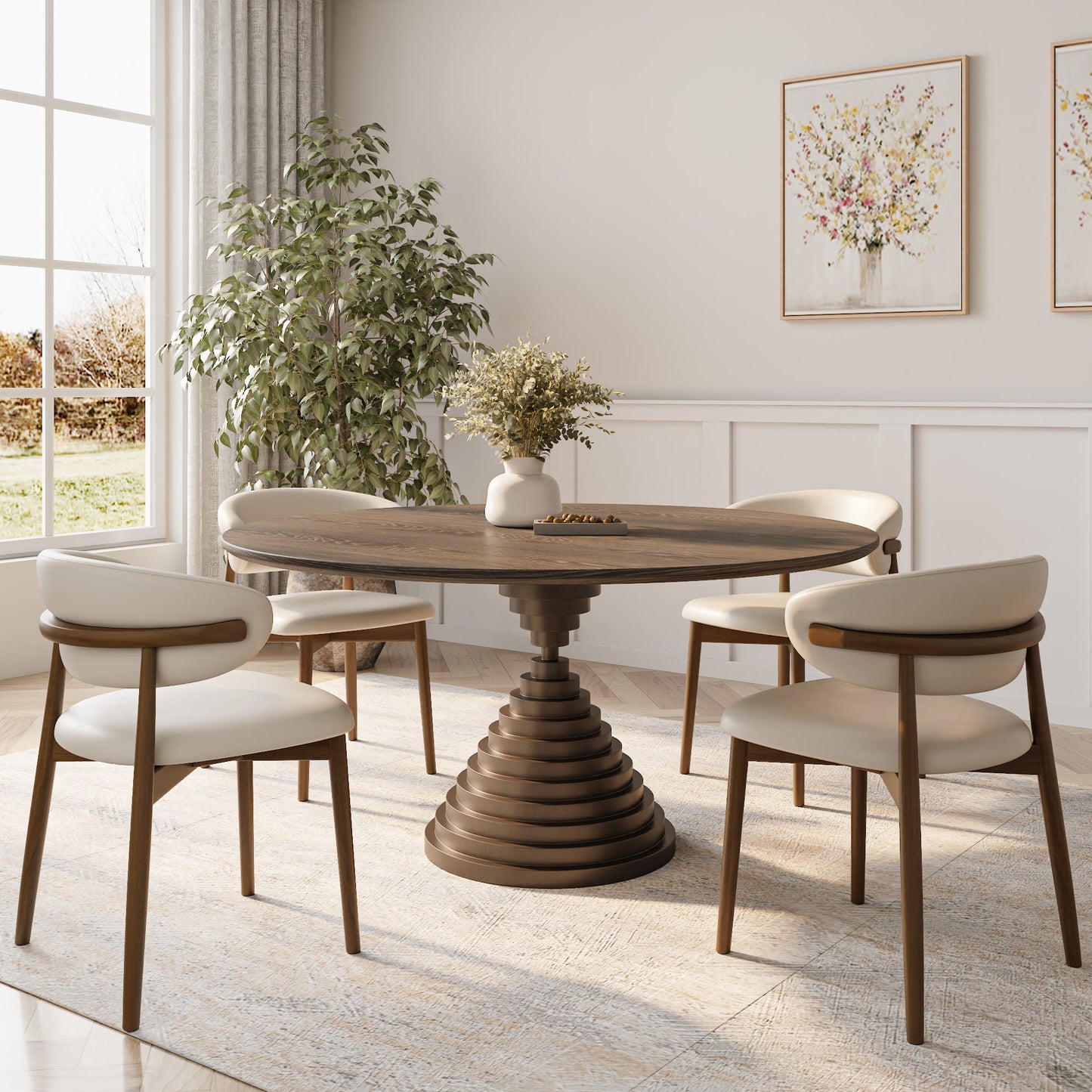 Multi-layered Hourglass-shaped Base Dining Table For 4-8 Seats - image 1