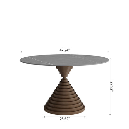 Multi-layered Hourglass-shaped Base Dining Table For 4-8 Seats - image 16