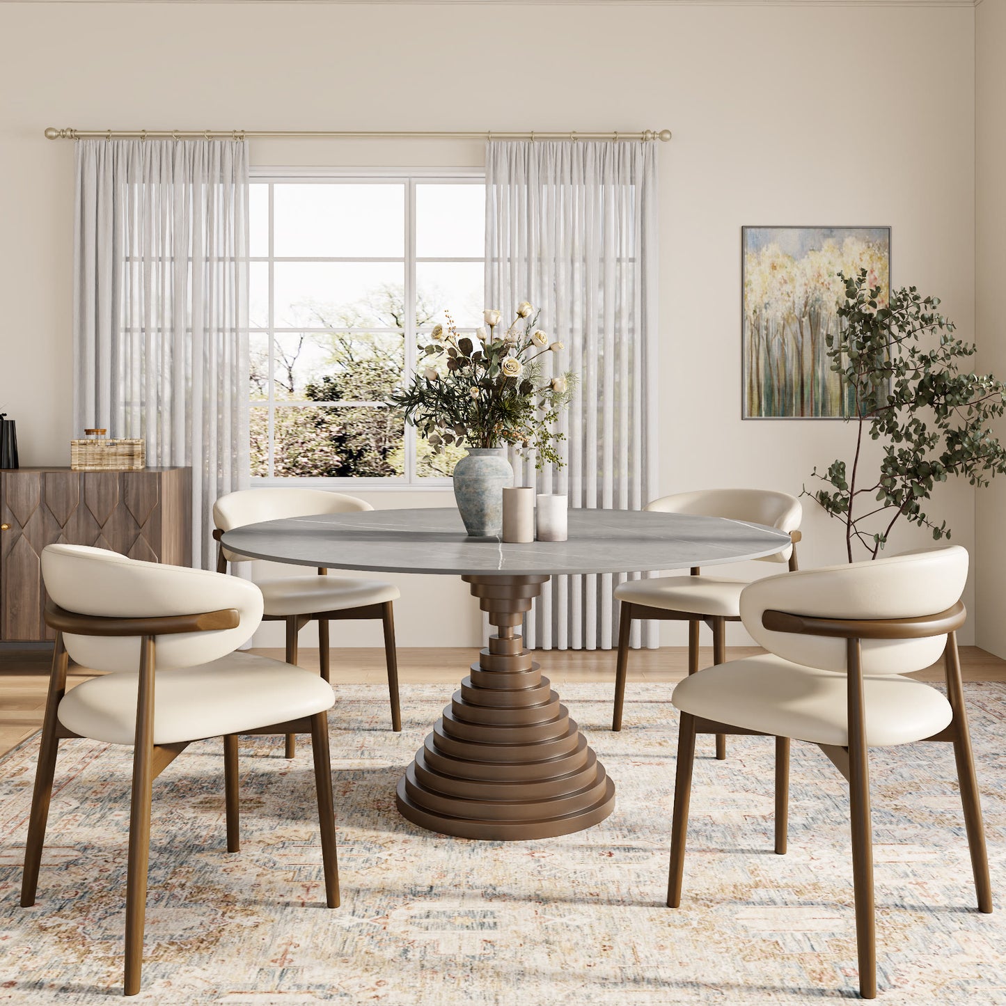 Multi-layered Hourglass-shaped Base Dining Table For 4-8 Seats - image 6