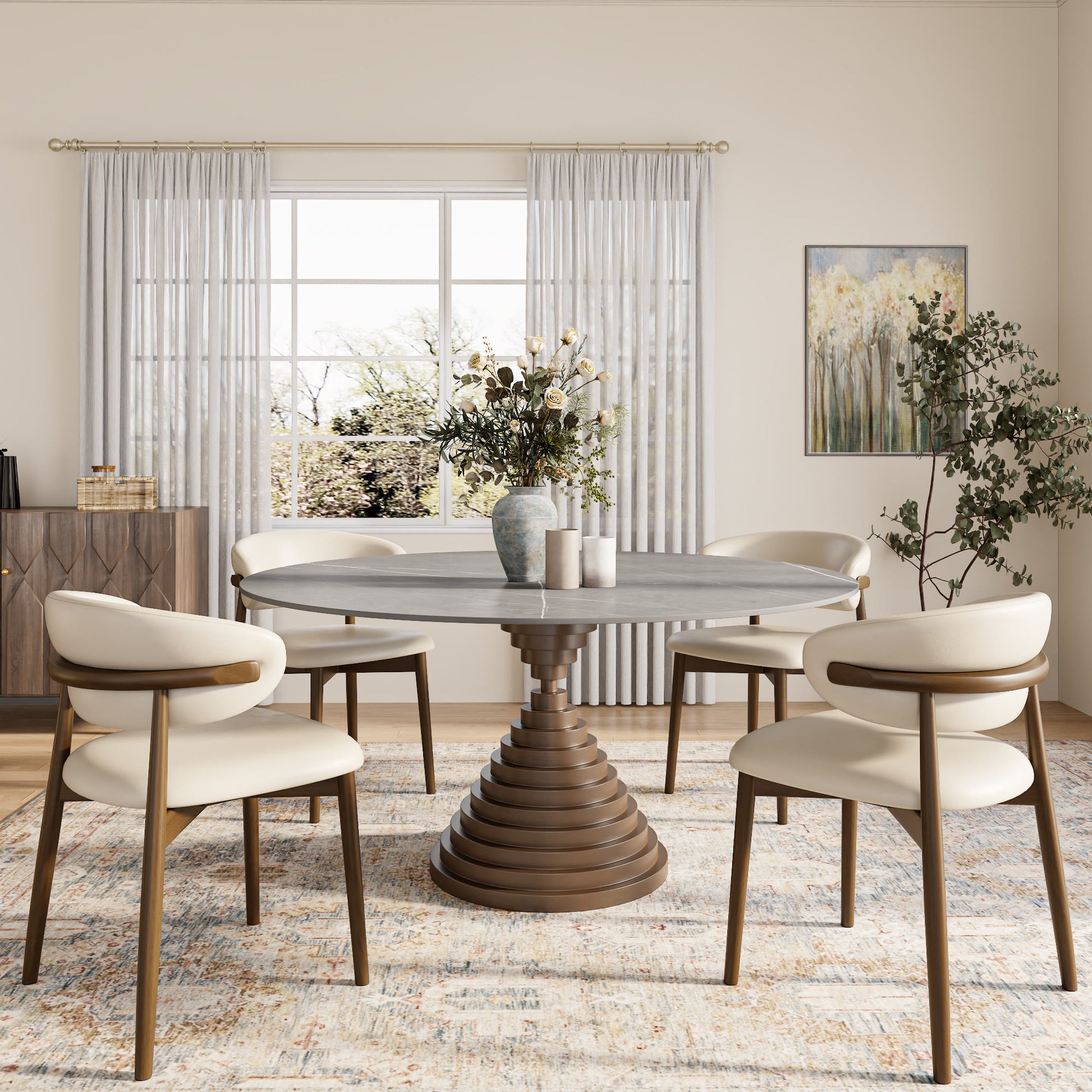 Multi-layered Hourglass-shaped Base Dining Table For 4-8 Seats - image 6