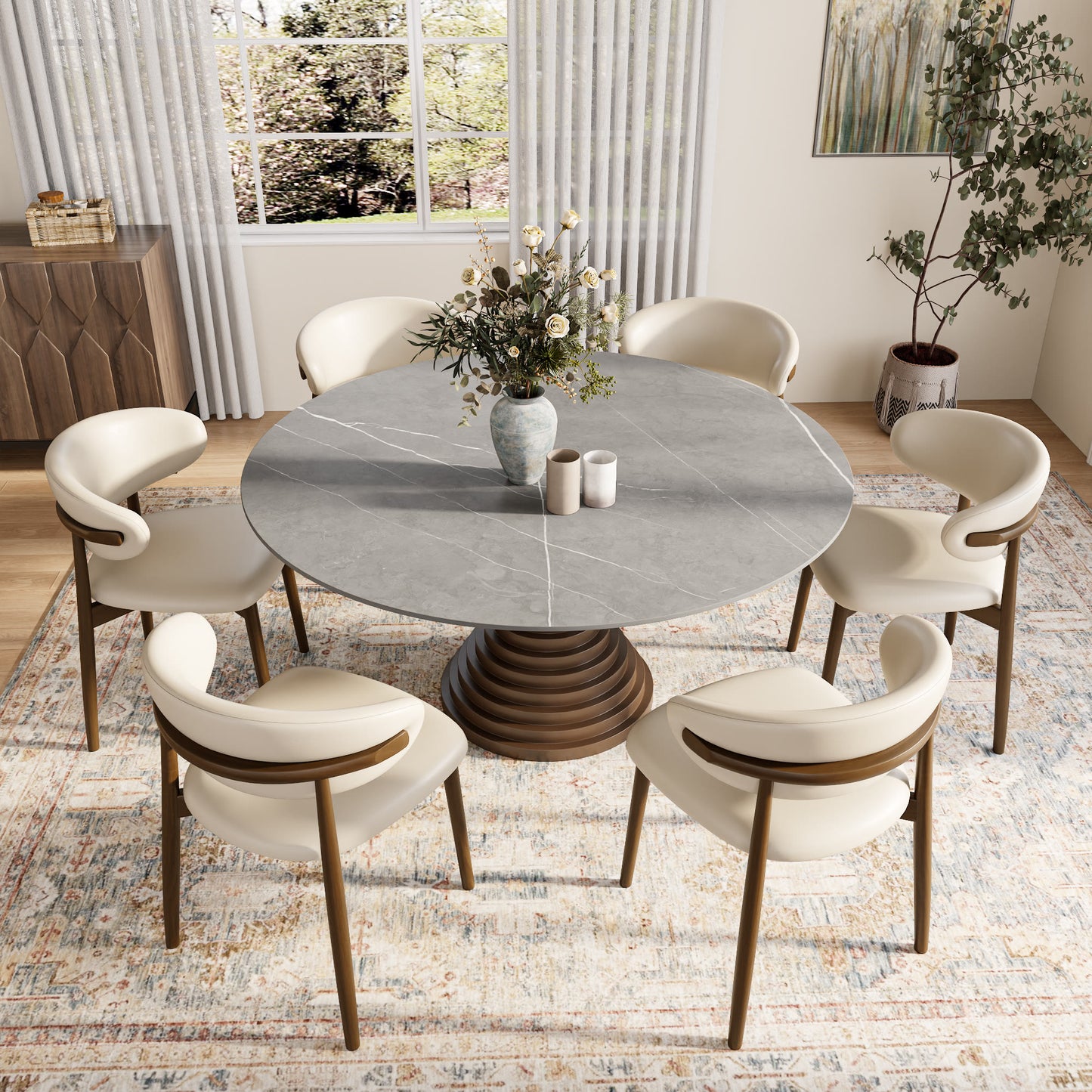 Multi-layered Hourglass-shaped Base Dining Table For 4-8 Seats - image 7