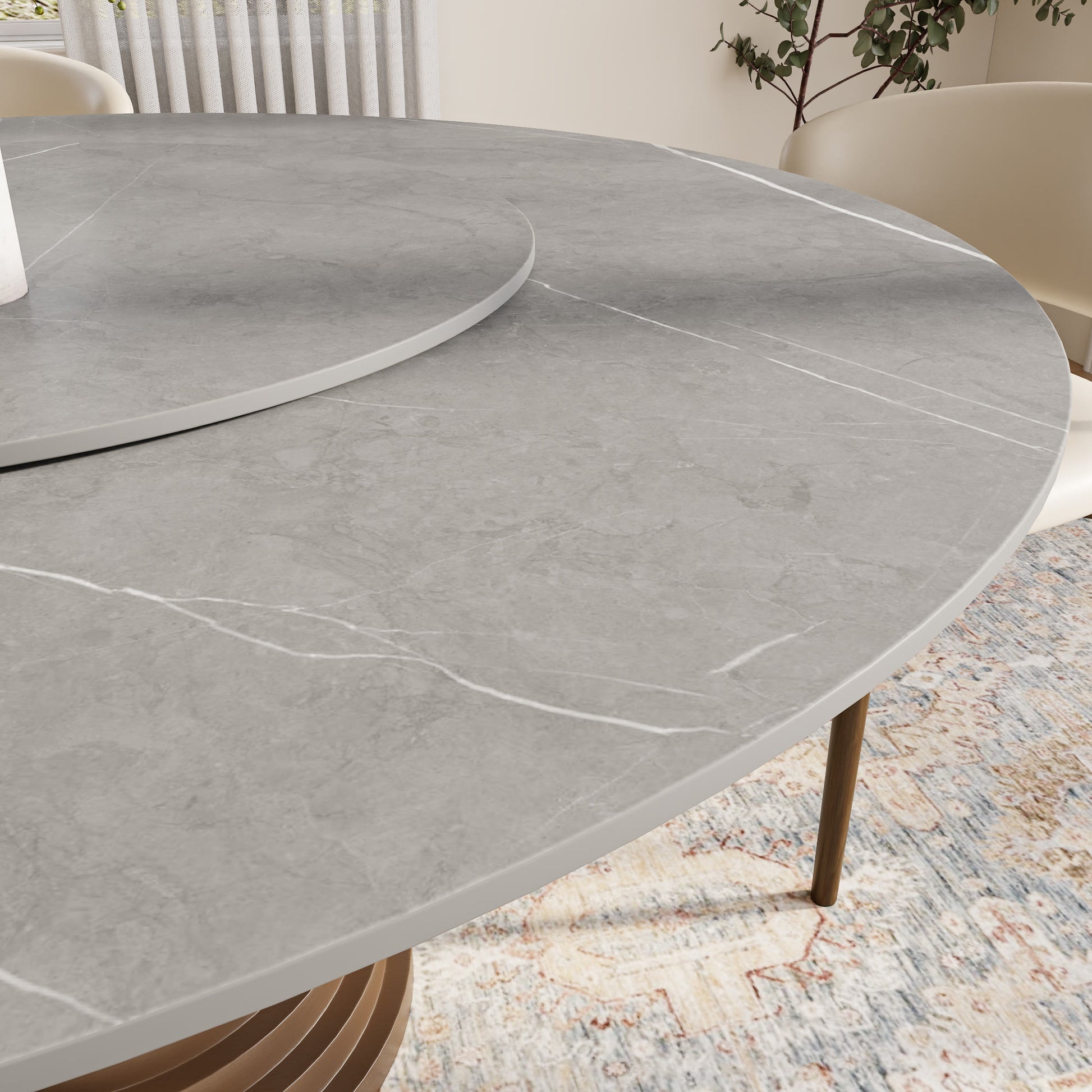 Multi-layered Hourglass-shaped Base Dining Table For 4-8 Seats - image 11