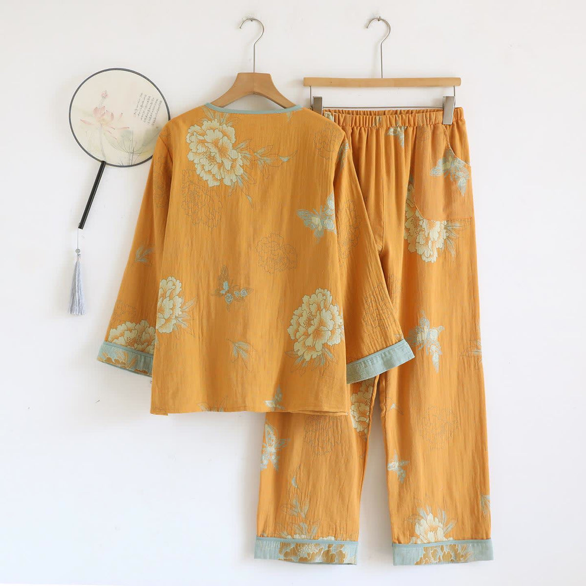 Ownkoti Oriental Style Peony Cotton Pajama Set - image 1